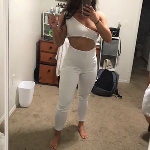WHITE PLT JUMPSUIT